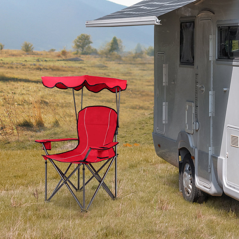 Load image into Gallery viewer, Portable Folding Beach Canopy Chair with Cup Holders
