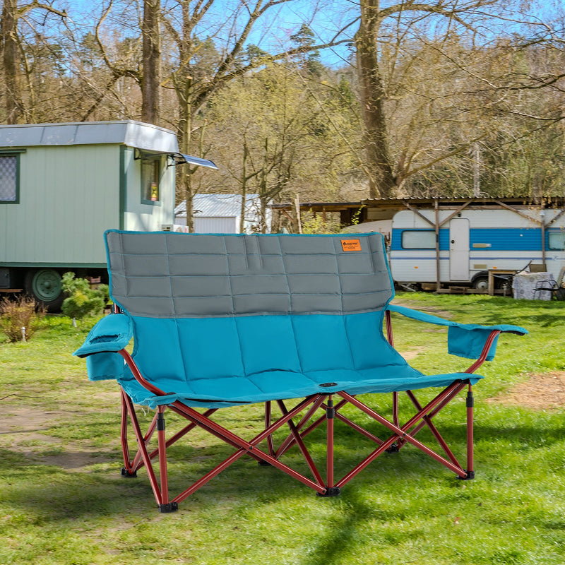 Load image into Gallery viewer, Oversized Camping Chair Folding Loveseat Camping Couch with Cup Holders &amp; Thick Padding
