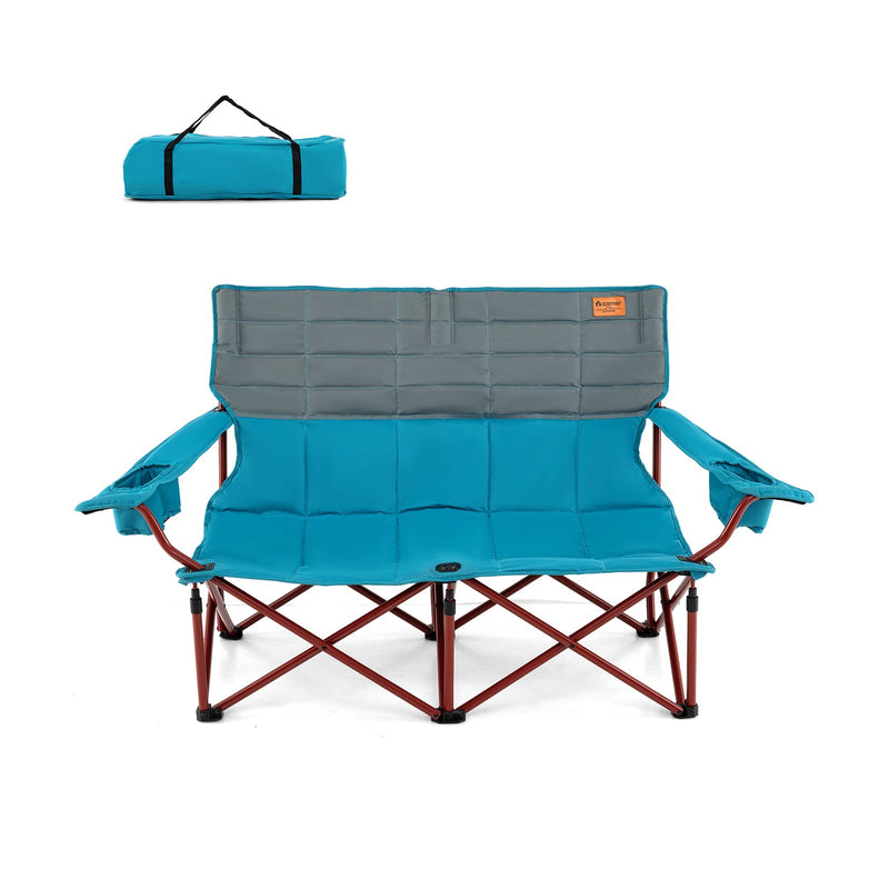 Load image into Gallery viewer, Oversized Camping Chair Folding Loveseat Camping Couch with Cup Holders &amp; Thick Padding
