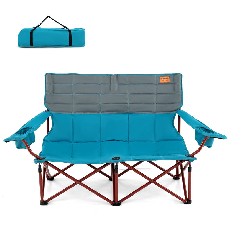 Load image into Gallery viewer, Oversized Camping Chair Folding Loveseat Camping Couch with Cup Holders &amp; Thick Padding
