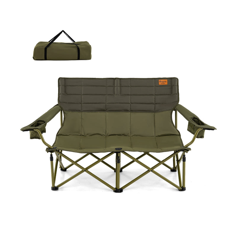 Load image into Gallery viewer, Oversized Camping Chair Folding Loveseat Camping Couch with Cup Holders &amp; Thick Padding
