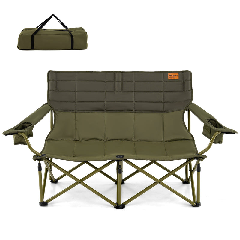 Load image into Gallery viewer, Oversized Camping Chair Folding Loveseat Camping Couch with Cup Holders &amp; Thick Padding
