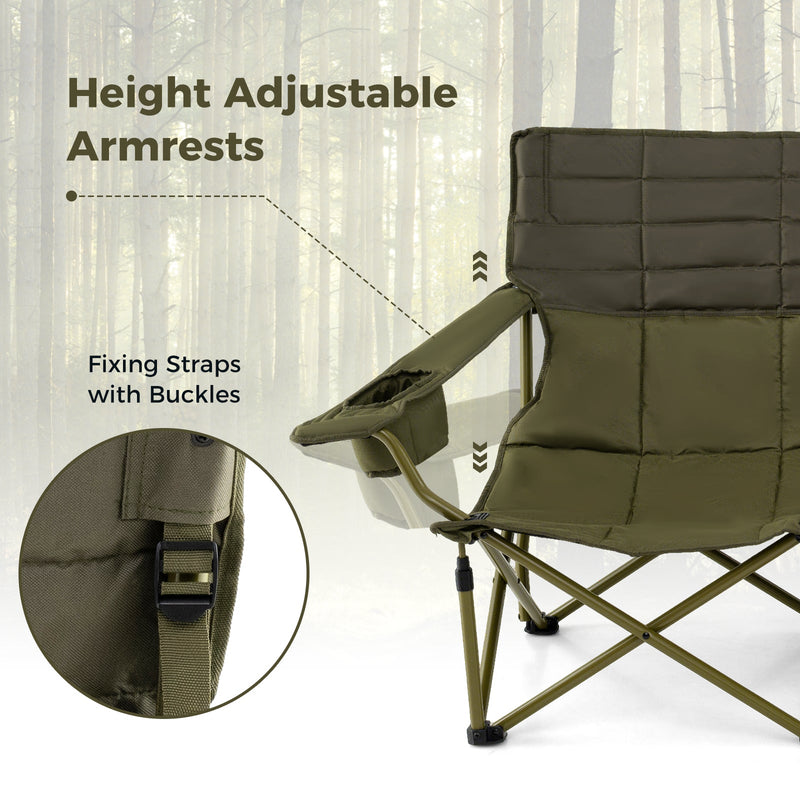 Load image into Gallery viewer, Oversized Camping Chair Folding Loveseat Camping Couch with Cup Holders &amp; Thick Padding

