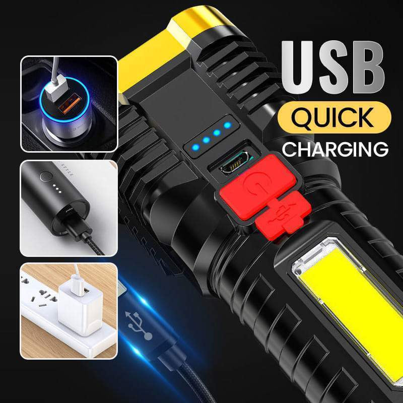 Load image into Gallery viewer, Ultra Bright Waterproof Outdoor LED Flashlight with Side Lamp

