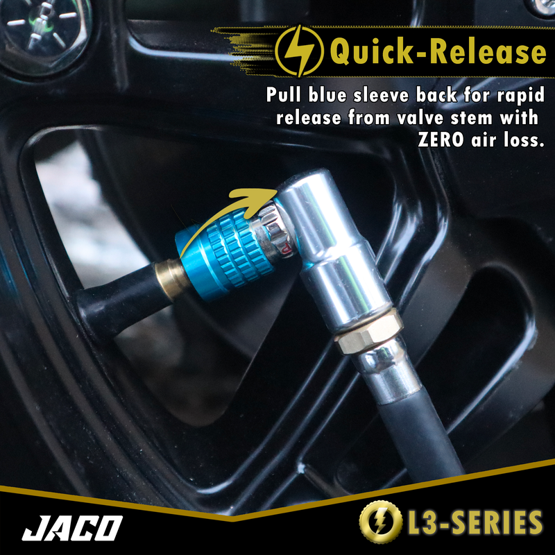 Load image into Gallery viewer, Lightning™ L3-Series Bike Tire Air Chuck - 1/4" F-NPT (Presta + Schrader Valves) | Open Flow (2 Pack)
