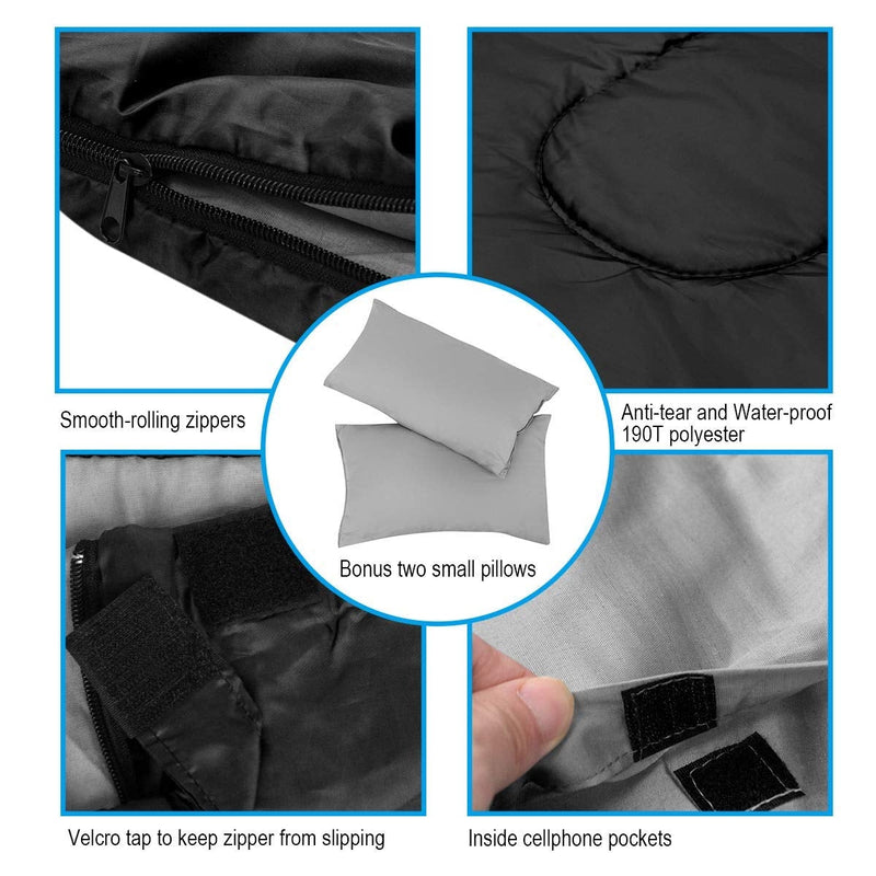 Load image into Gallery viewer, 2 Person Waterproof Sleeping Bag with 2 Pillows-Black
