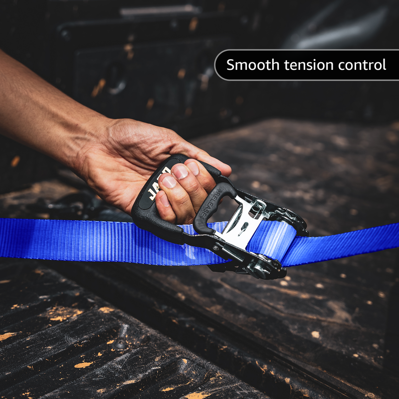 Load image into Gallery viewer, Heavy Duty Ratchet Tie Down Straps with Soft Loops (1.6" x 8 ft) | AAR Certified Break Strength (5,208 lbs)
