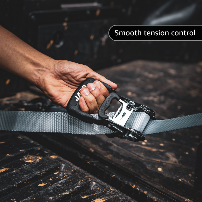 Load image into Gallery viewer, Heavy Duty Ratchet Tie Down Straps with Soft Loops (1.6" x 8 ft) | AAR Certified Break Strength (5,208 lbs)
