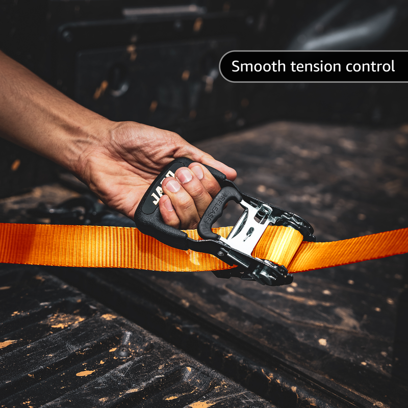 Load image into Gallery viewer, Heavy Duty Ratchet Tie Down Straps with Soft Loops (1.6" x 8 ft) | AAR Certified Break Strength (5,208 lbs)
