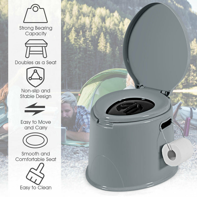 Load image into Gallery viewer, 5L Portable Travel Toilet with Paper Holder for Outdoor
