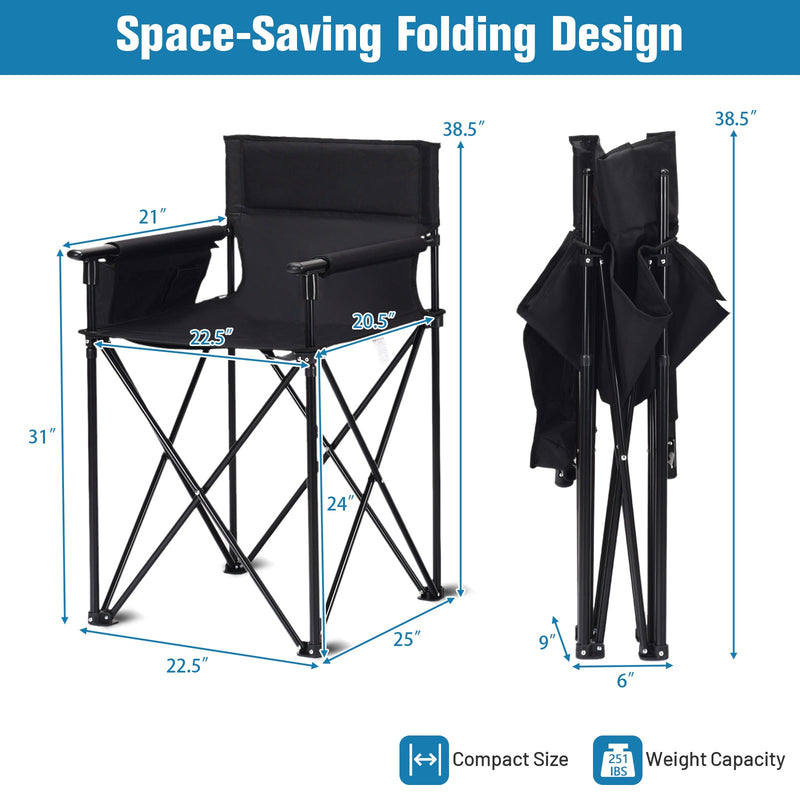 Load image into Gallery viewer, Portable 38 Inch Oversized High Camping Fishing Folding Chair
