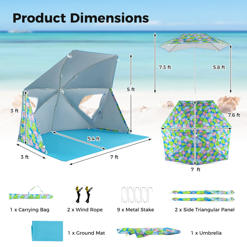 Load image into Gallery viewer, UPF50+ Sun Protection Beach Umbrella Tent with Portable Carrying Bag-Blue
