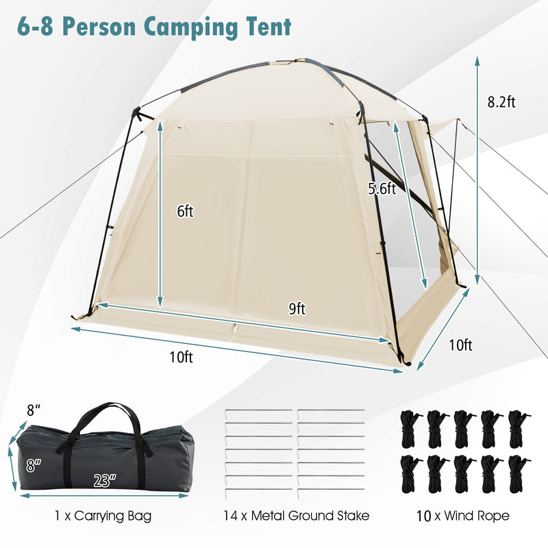 Load image into Gallery viewer, 10 x 10 Feet Screened Canopy Tent w/ Vestibule and Zippered Door-Beige
