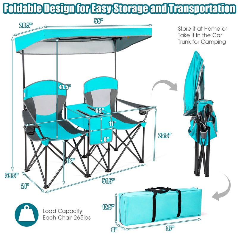 Load image into Gallery viewer, Portable Folding Camping Canopy Chairs with Cup Holder
