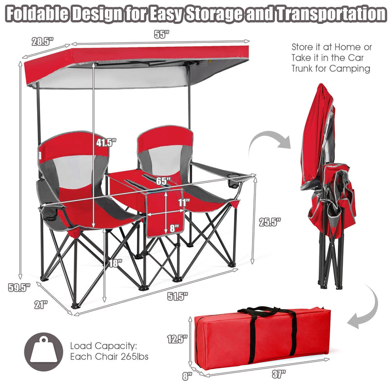 Load image into Gallery viewer, Portable Folding Camping Canopy Chairs with Cup Holder
