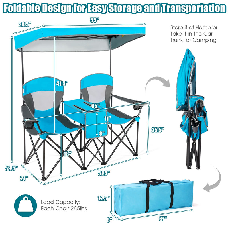 Load image into Gallery viewer, Portable Folding Camping Canopy Chairs with Cup Holder
