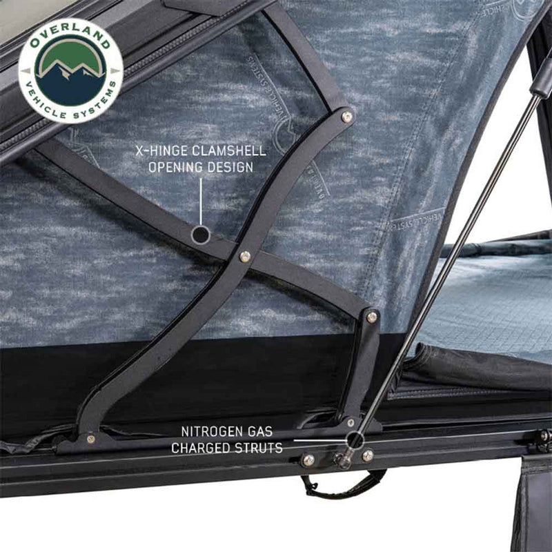 Load image into Gallery viewer, Stay Ready Outdoors XD Lohtse Clam Shell Aluminum Hard Shell Roof Top Tent, Blue Body &amp; Black Rainfly
